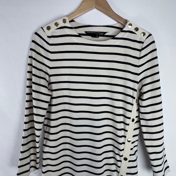 Veronica Beard Womens Ruta Ivory Stripe Cotton Mini Dress Long Sleeve Size Small - Picture 7 of 12